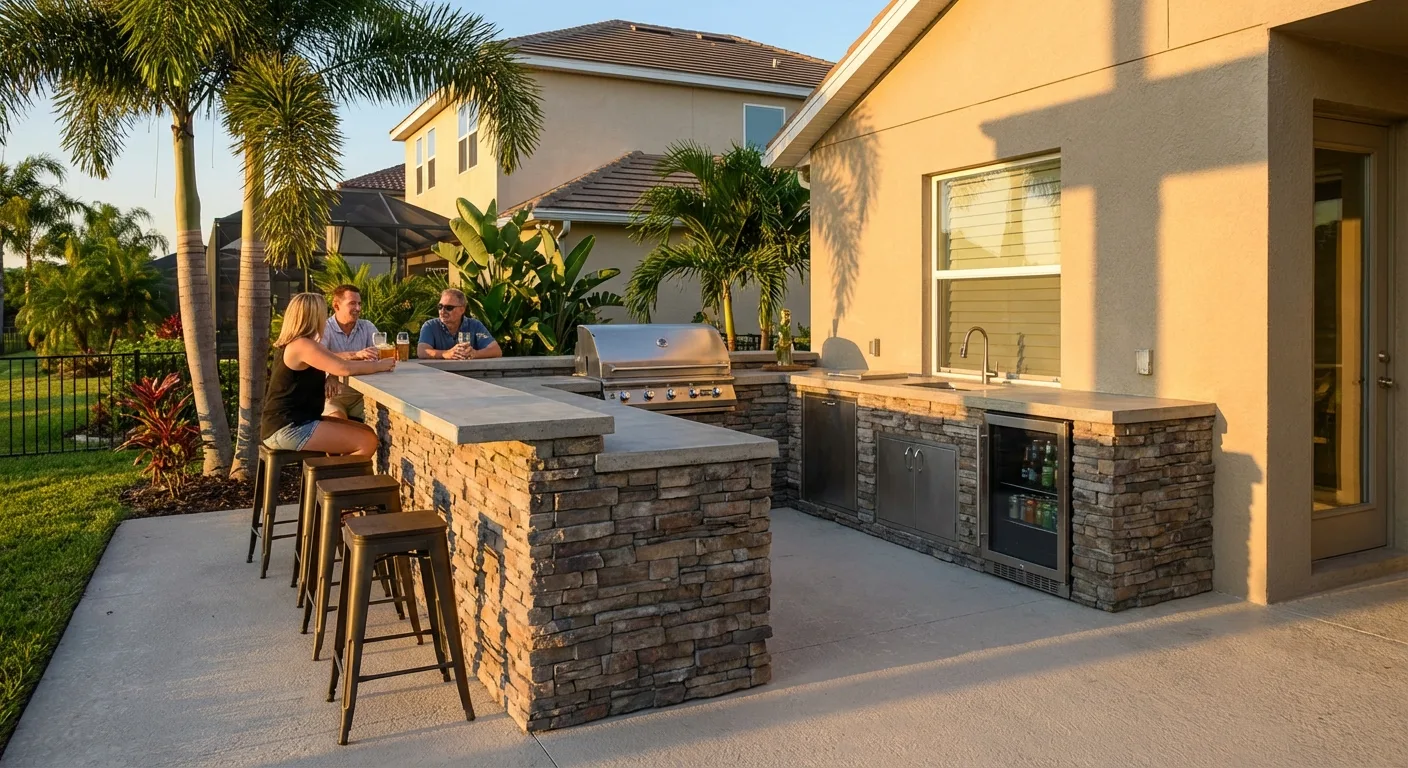 concrete patio outdoor kitchen Hernando Beach FL
