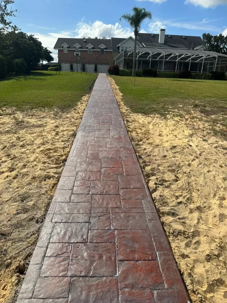 stamped concrete sidewalk in brooksville, florida